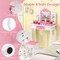 Costway Kids Vanity Table & Stool Set with Cute Polka Dot Print Tri-folding Mirror Drawer Pink&White/Light Pink&White/Pink&Black/Blue/Pink